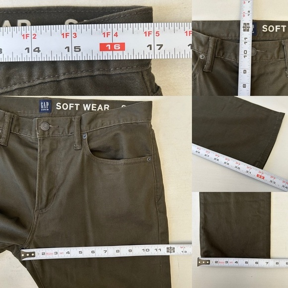 GAP Men's Soft Wear Slim Fit Denim Pants Dark Moss Khaki Green Size 32 - Picture 3 of 13